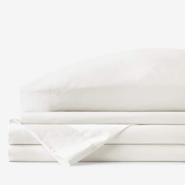 The Company Store Company Cotton 4-Piece Creme Solid 300-Thread Count Wrinkle-Free Sateen Full Sheet Set