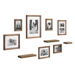 Bordeaux Natural Wood with Shelves Picture Frames (Set of 10)