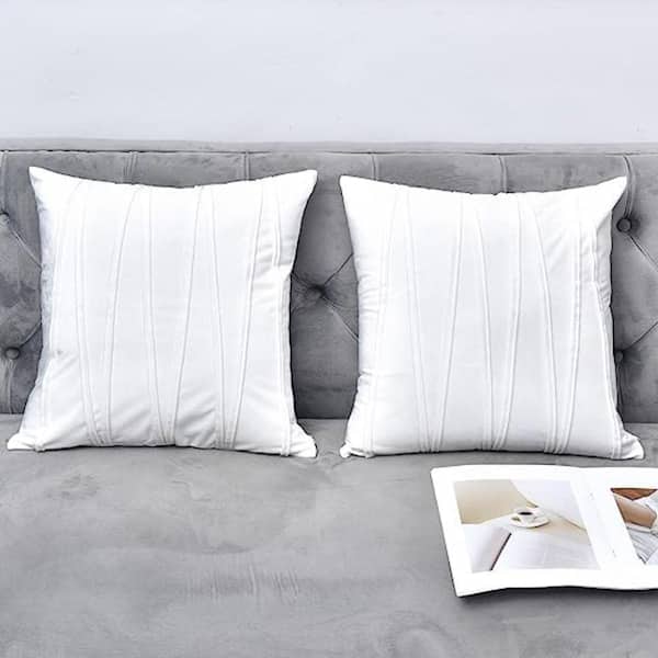 Outdoor Decorative Plush Velvet Throw Pillow Covers Sofa Accent Couch Pillows Set of 2, Gray