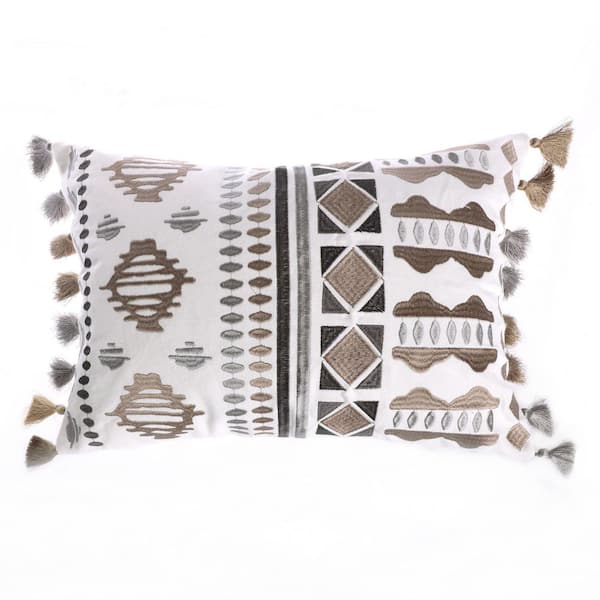 LEVTEX HOME Trevino Brown and Grey Global Style 14 in. x 18 in. Throw Pillow