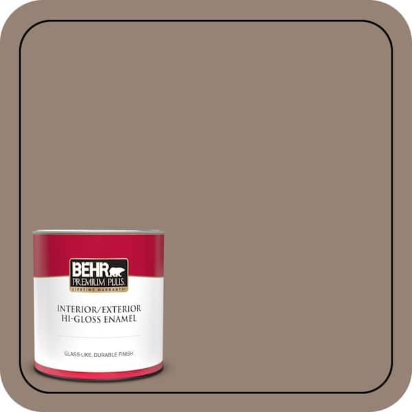 BEHR PREMIUM PLUS 1 qt. #N230-5 Dry Brown Hi-Gloss Enamel Interior/Exterior Paint & Primer