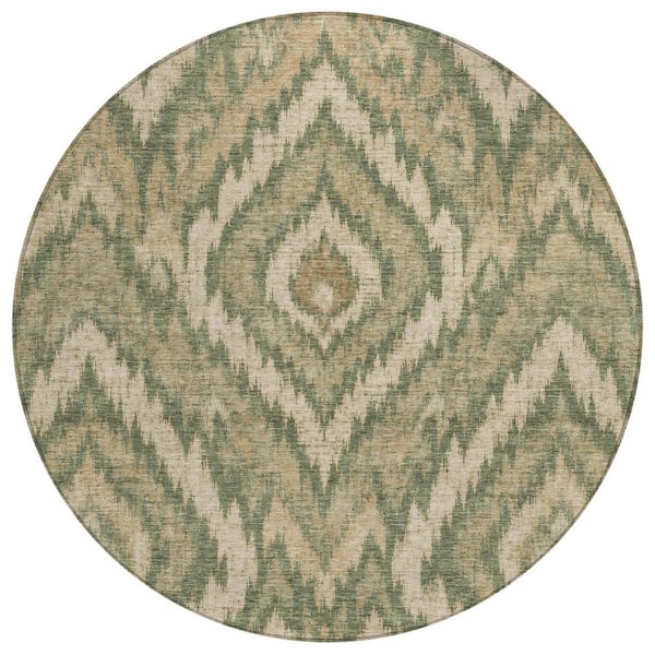 Chantille Machine Washable Indoor/Outdoor Abstract ACN3071 Fern 8 ft. x 8 ft. Round Rug