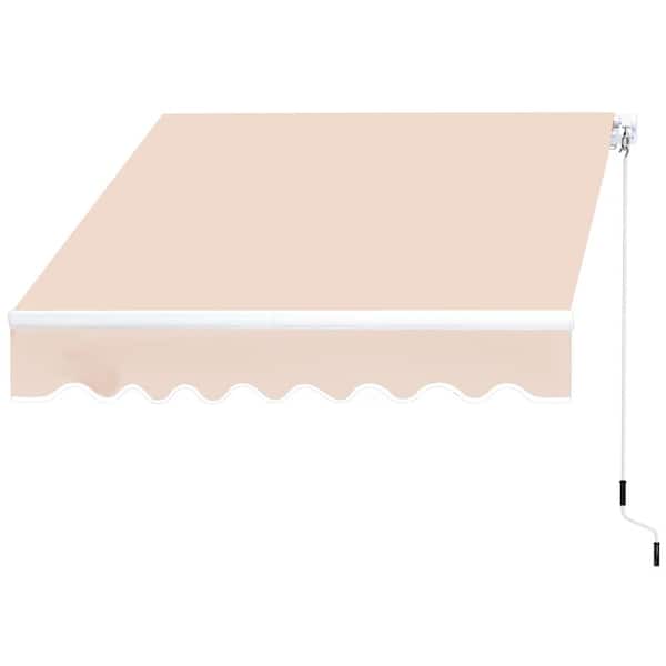 13 ft. Outdoor Retractable Awning Patio Sun Shade with UV Protection (96 in. Projection) in Beige