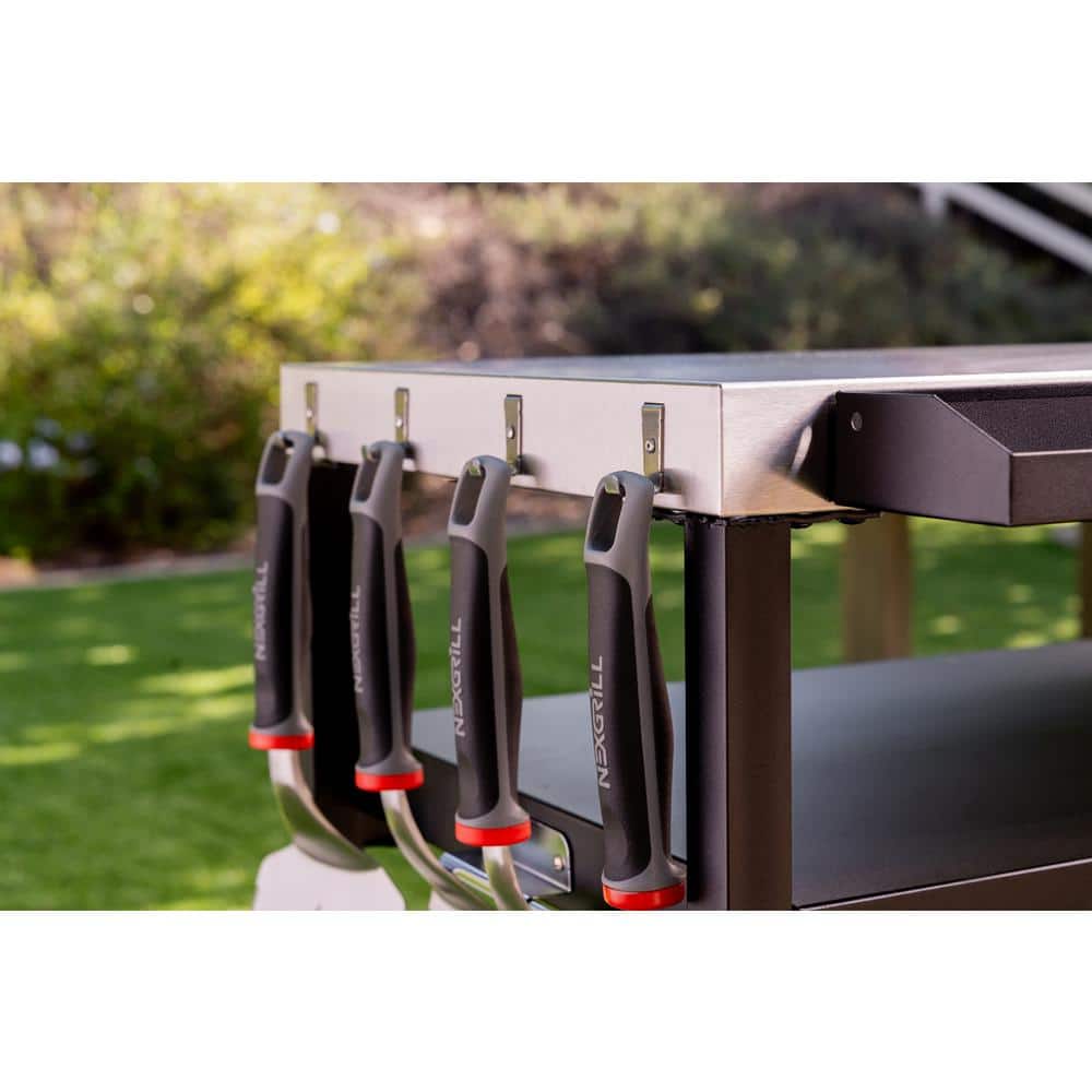Nexgrill Stainless Steel and Black Outdoor Food Prep Cart