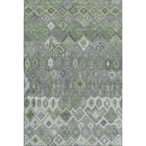 Mayfield Premium Machine Washable Abstract AMF2304 Gray 9 ft. x 12 ft. Area Rug
