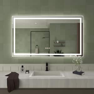 42 in. W x 36 in. H Small Rectangular Frameless LED Bathroom Vanity Mirror in Crystal