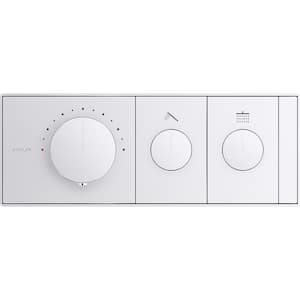 Anthem 2-Outlet Thermostatic Valve Control Panel with Recessed Push Buttons in Polished Chrome