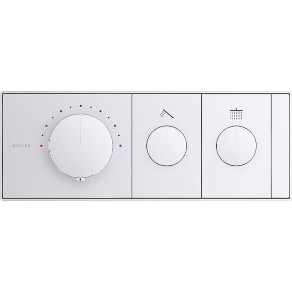 Anthem 2-Outlet Thermostatic Valve Control Panel with Recessed Push Buttons in Polished Chrome