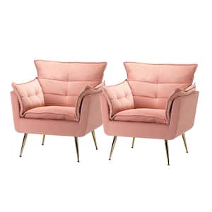 Mδ nico Contemporary and Classic Pink Armchair with Metal (Set of 2)