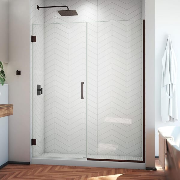 DreamLine Unidoor Plus 57 to 57.5 in. x 72 in. Frameless Hinged Shower Door in Oil Rubbed Bronze