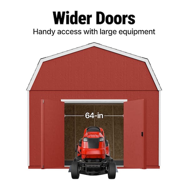 Pro Assembled Hudson 10 ft. x 14 ft. Wood Shed with Floor - Outdoor Storage with Gray Shingles (192 sq. ft.)