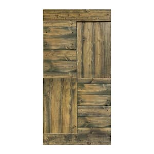 S Series 42 in. x 84 in. Aged Barrel Finished DIY Solid Wood Sliding Barn Door Slab - Hardware Kit Not Included