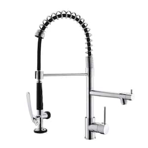 Commercial Brass Sink Faucet Single-Handle Pull Down Sprayer Kitchen Faucet in Chrome