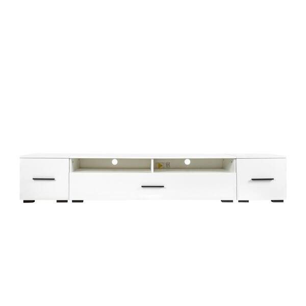 Harper & Bright Designs Stylish 67 in. White TV Stand with Cabints, Drawer  and Shelf Fits TV's up to 75 in. with Color Changing LED Lights LXY010AAK 