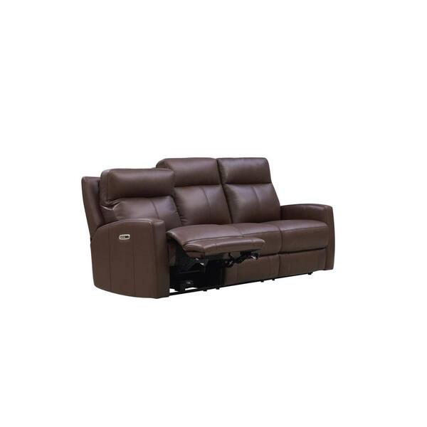 Venice Gray Leather-Match Power Reclining Sofa with Left-Facing