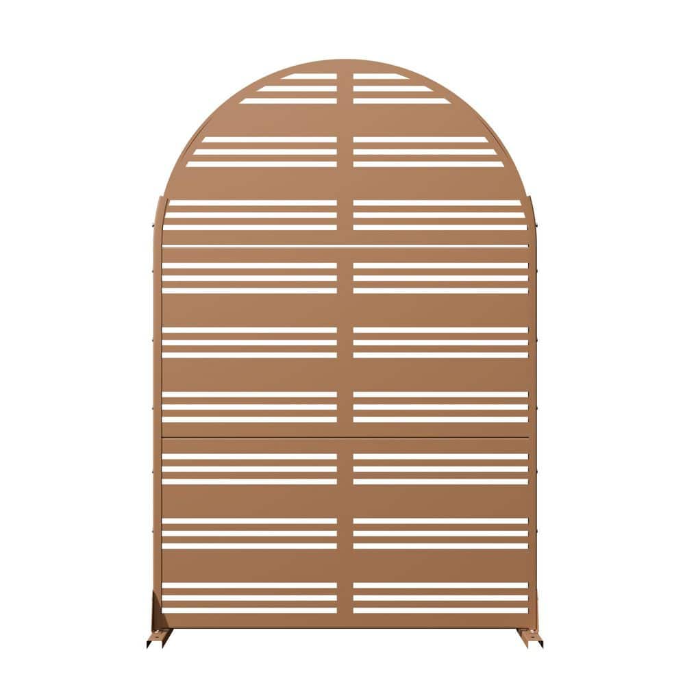 16 in. L x 47 in. W x 72 in. H Arched Galvanized Metal Wall Sculptures Privacy Screens Garden Outdoor Fence in Brown price history on PriceWatchPro