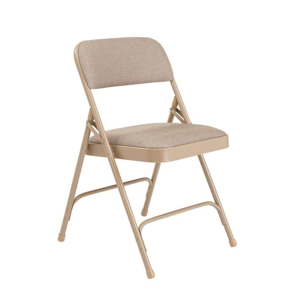 National Public Seating 2201 Beige Fabric Seat Stackable Folding Chair (Set of 4) - 1