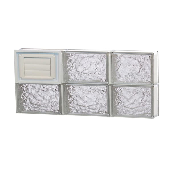 Clearly Secure 23.25 in. x 11.5 in. x 3.125 in. Frameless Ice Pattern Glass Block Window with Dryer Vent