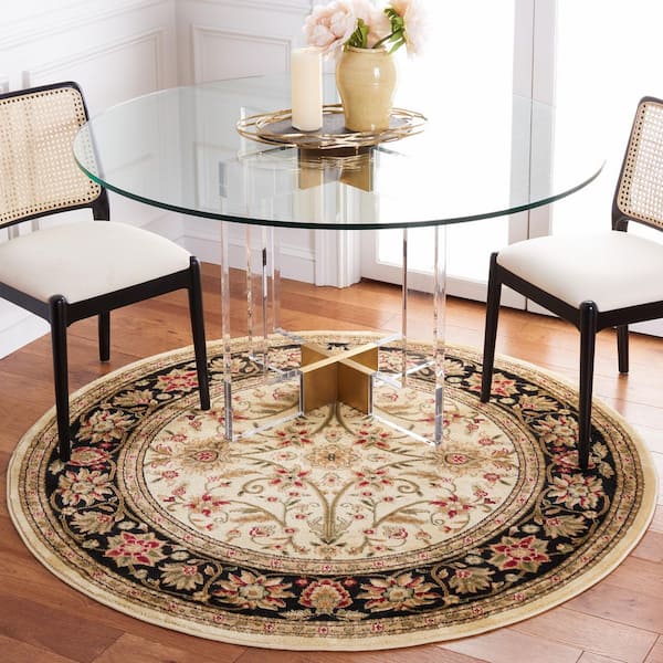 Lyndhurst 6 x 6 Ivory/Black Persian Round Rug
