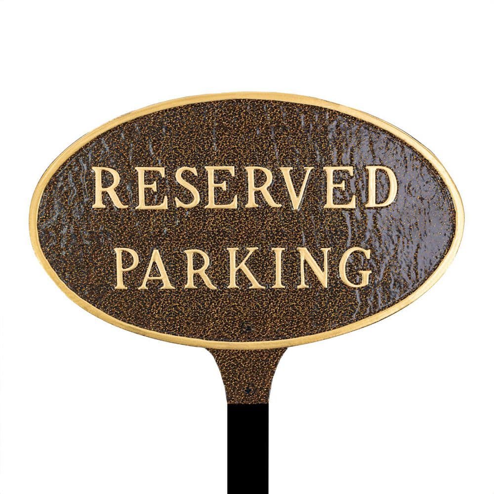 "6"" x 10"" Small Oval Reserved Parking Statement Plaque Sign with Lawn Stake-Hammered Bronze" price history on PriceWatchPro