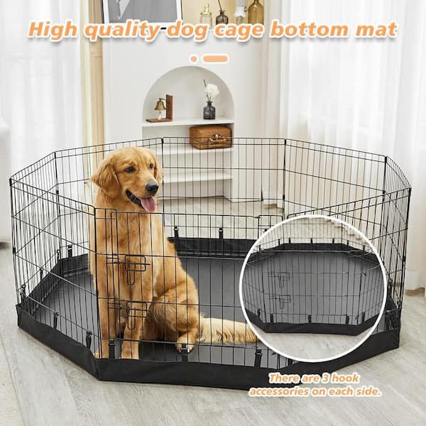 KIWDZFU Pet Playpen Bottom Pad for 24 Inch Panels Octagon Metal Exercise  Pen Black Waterproof Durable Oxford Fabric Easy Clean BSA0422063