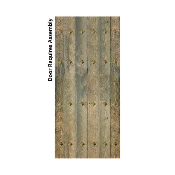 ISLIFE Mid-Century New Style 38 in. x 84 in. Aged Barrel DIY Solid Wood Sliding Barn Door Slab