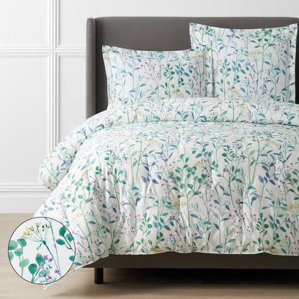The Company Store Legends Hotel Spring Floral Vine Wrinkle-Free Sateen White Multi Twin/Twin XL Sateen Comforter