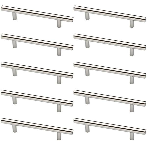 Franklin Brass - 10-Pack Solid Bar 4 in. (102 mm) Modern Cabinet Drawer Pulls in Stainless Steel