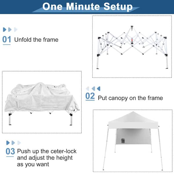 Karl home 6 ft. x 6 ft. White Folding Canopy with Backpack