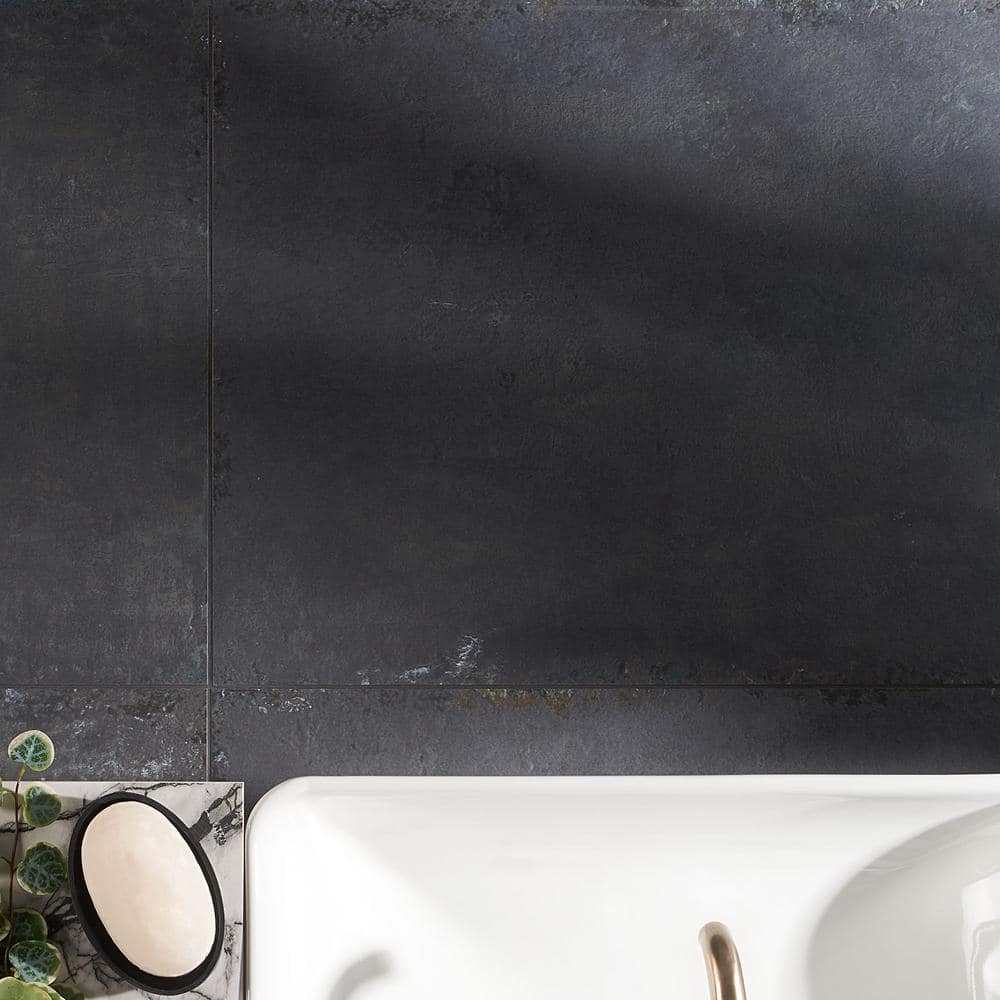 Stonehenge 24'' x 48'' Matte Black Porcelain Tile