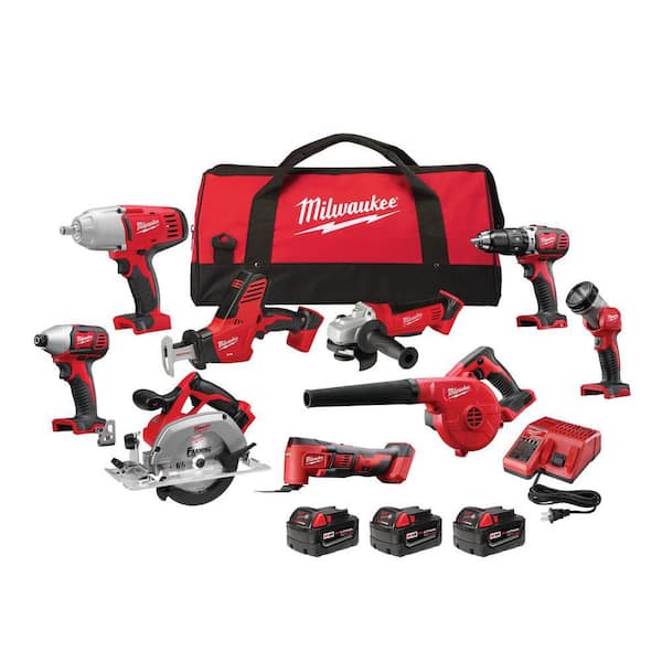 M18 18-Volt Lithium-Ion Cordless Combo Tool Kit (9-Tool) with (3) 4.0 Ah Batteries, Charger and Tool Bag M18 18-Volt Lithium-Ion Cordless Combo Tool Kit (9-Tool) with (3) 4.0 Ah Batteries, Charger and Tool Bag