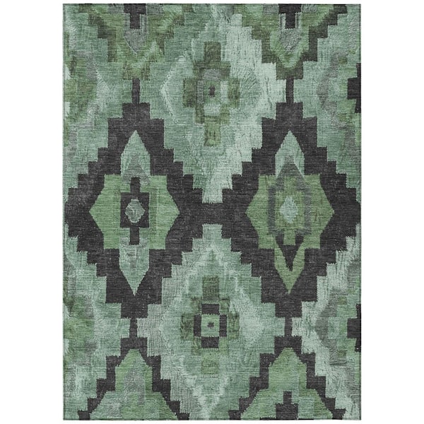 Chantille Machine Washable Indoor/Outdoor Abstract ACN1894 Green 8 ft. x 10 ft. Accent Rug