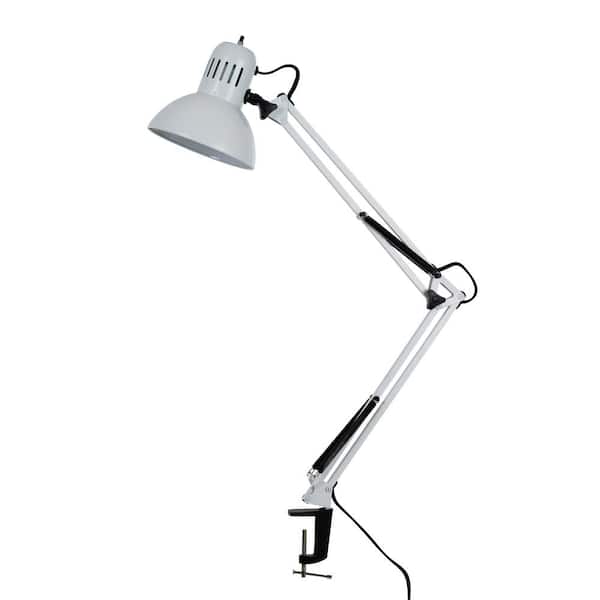 Tensor 37 4 In White Swing Arm Desk, Swing Arm Desk Lamp With Metal Clamp