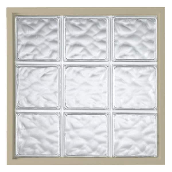 42 in. x 10 in. Acrylic Block Fixed Tan Vinyl New Construction Picture Window-Wave Block