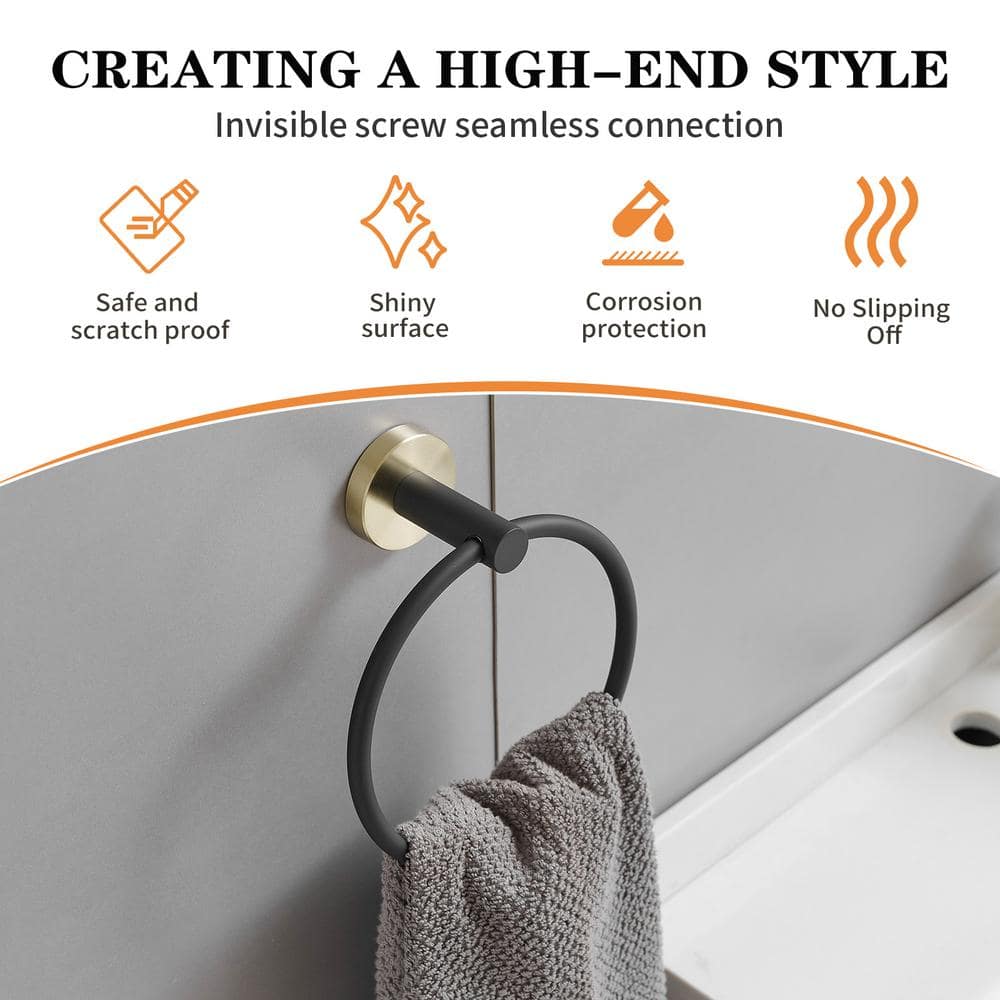 2-Piece Bath Hardware Set With Towel Ring Toilet Paper Holder Toilet Paper Roll Holder