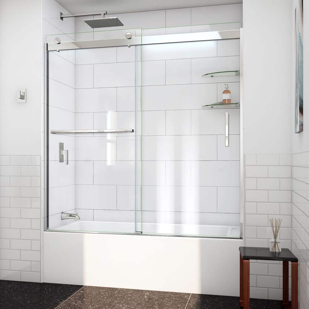 Sapphire-V Chrome and Clear Glass Sliding Tub Door