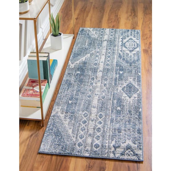 Portland Collection Area Rug - Orford (2 ft. 2 in. x 12 ft. Runner Blue Gray/Gray)