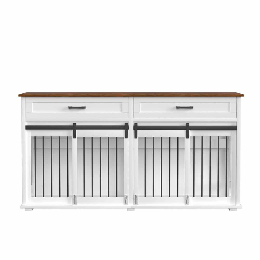VEIKOUS Wooden Dog Crate Furniture Dog Kennel Doghouse Accent Storage ... - Dog Crate Rattan Storage Unit