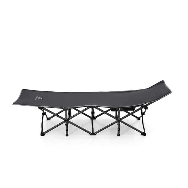 PHI VILLA Extra Large Camping Cot With Carrying Bag Steel Frame Folding Gray Cot