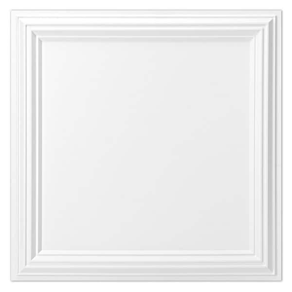 White 2ft. x 2ft. Modren PVC Drop In Ceiling Tile, Decorative Glue Up Ceiling for Interior Wall Decor (48sq.ft./case)