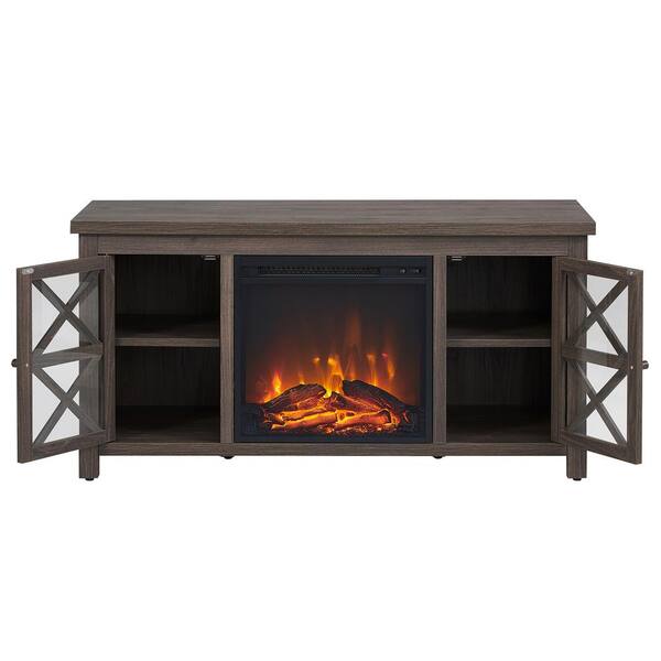Alder Brown Tv Stand, Console Table With Fireplace Insert