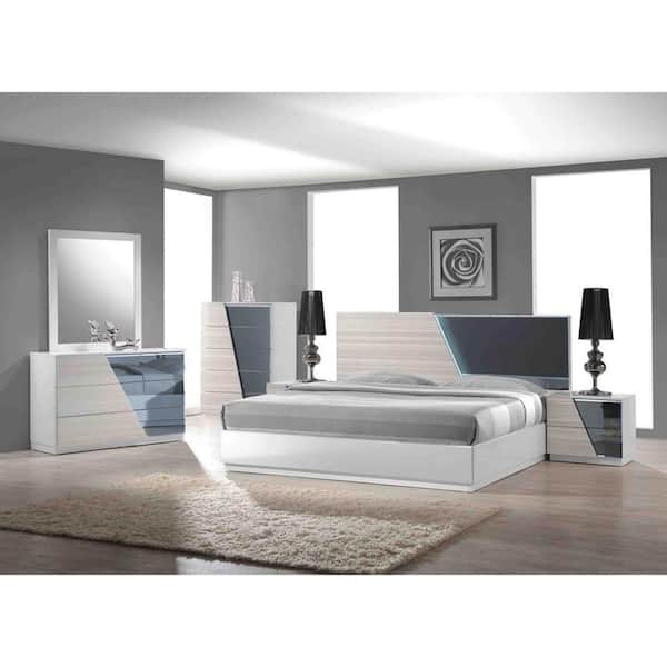 Best Master Furniture Manchester Zebra Gray 5-Drawer 44 in. H x 30 in. W x 21 in. D Chest of Drawers