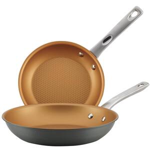 Home Collection 2-Piece Hard-Anodized Aluminum Nonstick Skillet Set in Charcoal Gray