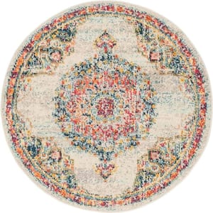Penrose Alexis Ivory 3 ft. 3 in. x 3 ft. 3 in. Round Rug