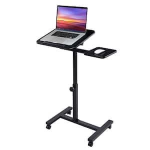 26 in. Black Tilting Sit-Stand Computer Desk Cart with Mouse Pad Table