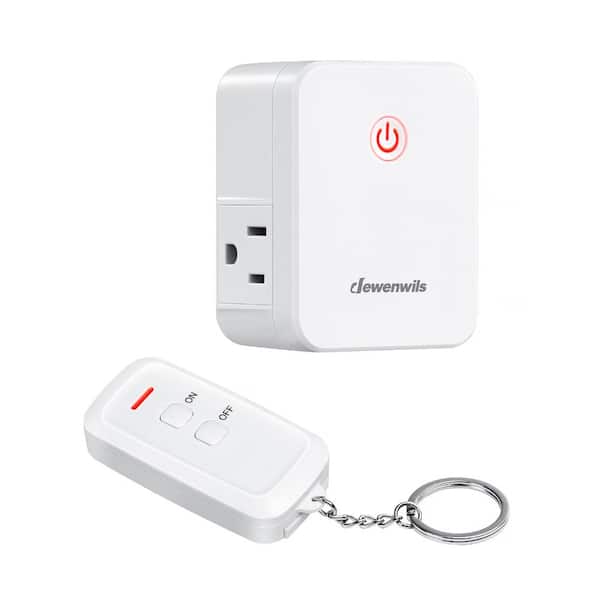 15A/1875W Indoor Remote Control Wireless 2 Side Outlets with 1 Remotes, White, Programmable