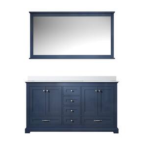 Dukes 60 in. W x 22 in. D Navy Blue Double Bath Vanity and White Quartz Top