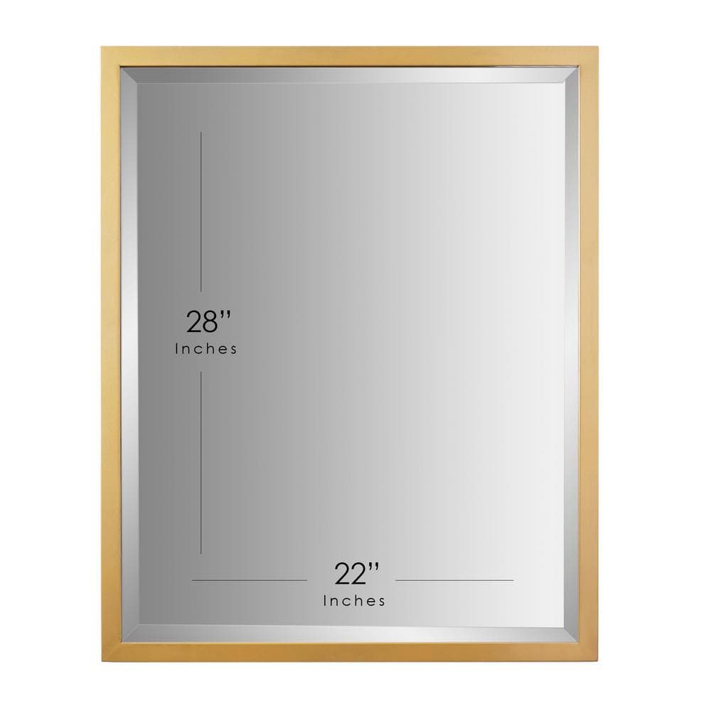 Gold Framed Beveled Edge Rectangular Wall Mirror 24" x 30"