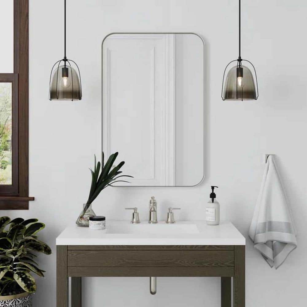 24 in. W x 36 in. H Rectangular Aluminium Alloy Framed Wall Bathroom Vanity