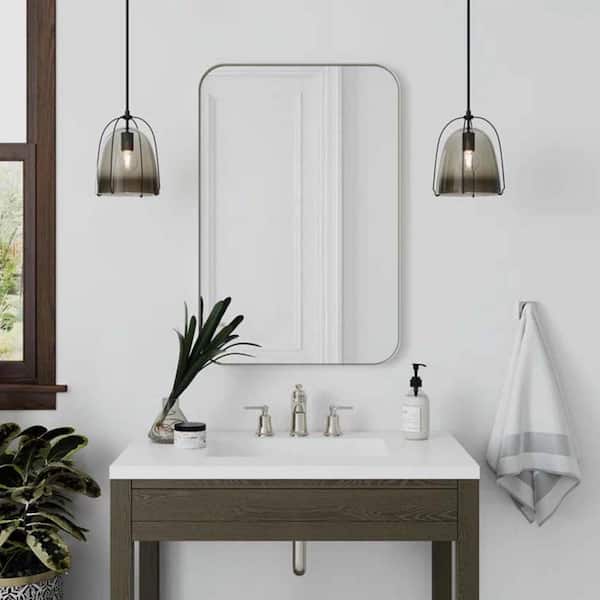 Unbranded 24 in. W x 36 in. H Rectangular Aluminium Alloy Framed Wall Bathroom Vanity Mirror in Silver